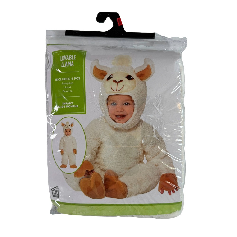 Suit Yourself Lovable Llama Infant Costume 12-24M Plush Jumpsuit Hood Booties